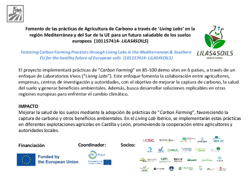 Fomento de las prácticas de Agricultura de Carbono a través de Laboratorios Vivos en la región Mediterránea y del Sur de la UE para un futuro saludable de los suelos europeos (101157414 - LILAS4SOILS)