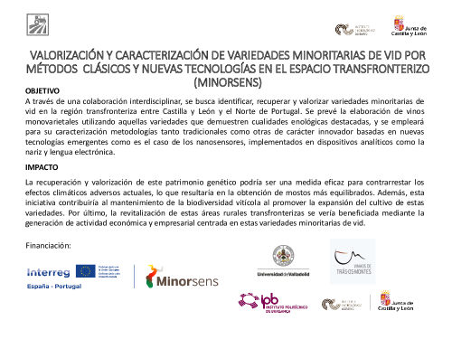 Valorización y caracterización de variedades minoritarias de vid por métodos clásicos y nuevas tecnologías en el espacio transfronterizo (MINORSENS)