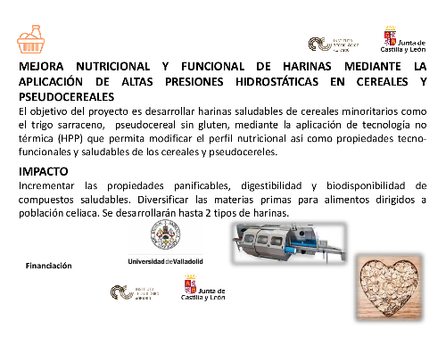 Mejora nutricional y funcional de harinas mediante la aplicación de altas presiones hidrostáticas en cereales y pseudocereales